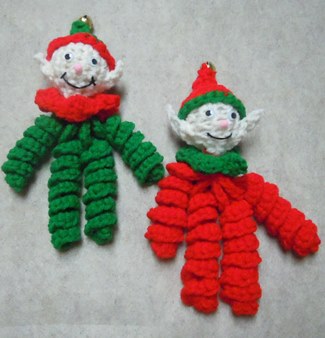 crochet elf ornaments